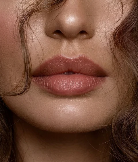Mouth width and fullness effect on jawline appearance, analyzed by lip shape detector for face shape styling.